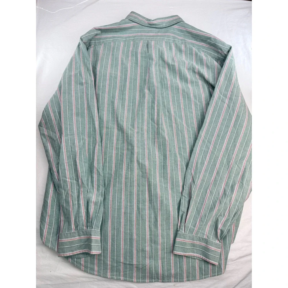 Ralph Lauren Classic Fit Mens XXL Green Striped Oxford Button Down Shirt Cotton